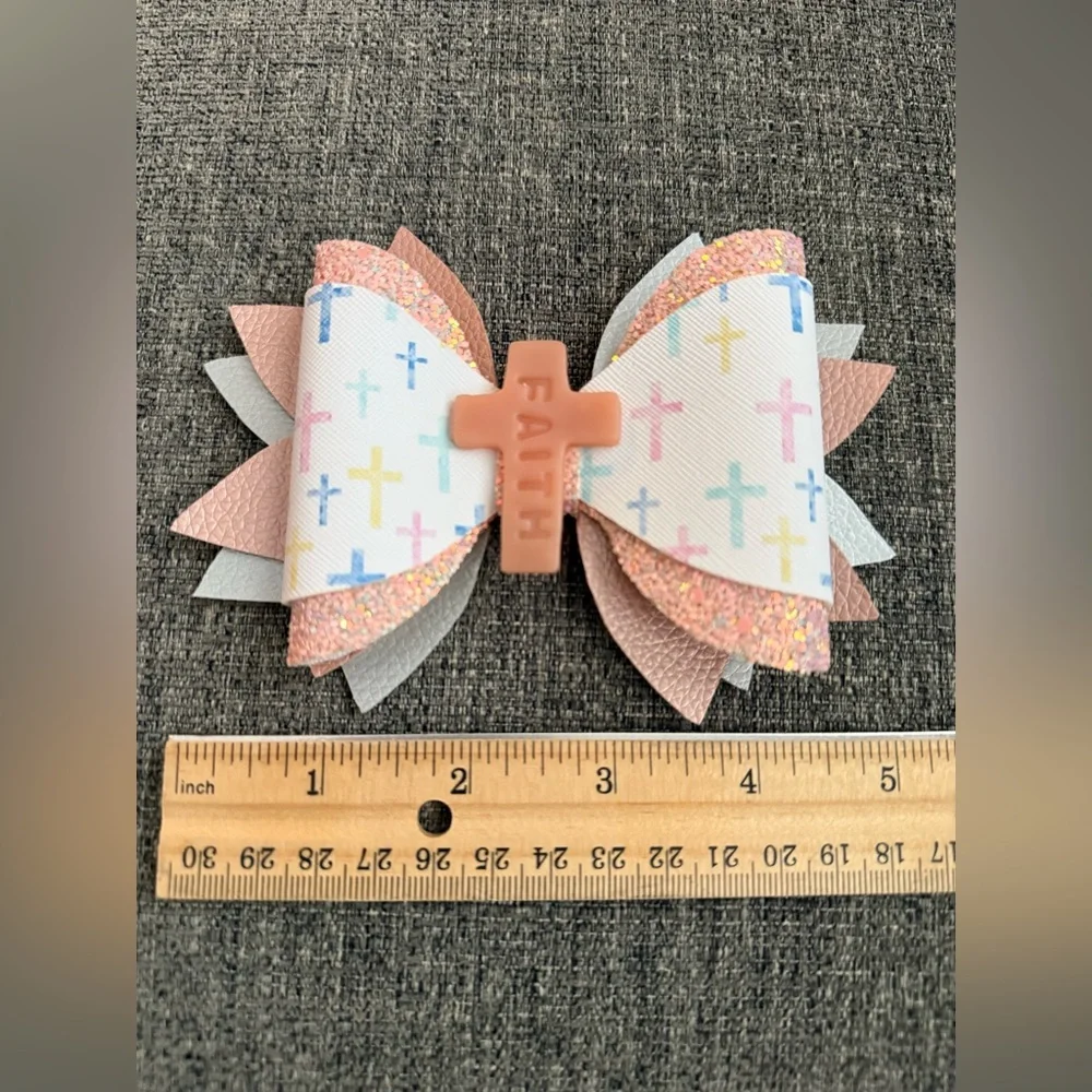 Multicolor Cross Pattern Hair Bow